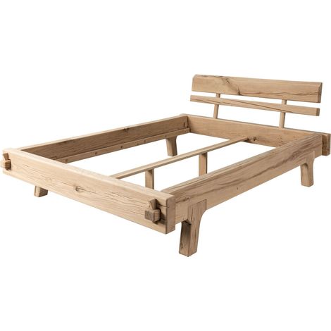 Balkenbett Eiche 160x200 natur geölt OAK HEART 02