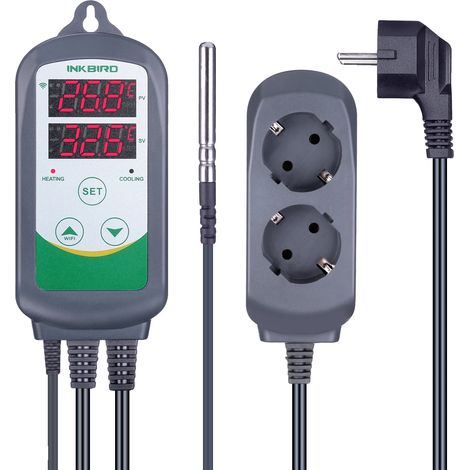 Controlador de temperatura, capacidad Wi-Fi, salida de relé doble, enchufe europeo (220 V). (1/2)