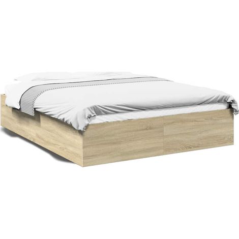 Maison Exclusive - Bettgestell Sonoma-Eiche 150x200 cm Holzwerkst (1/5)