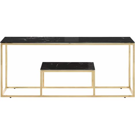 Maison Exclusive - Couchtisch Golden Edelstahl und Hartglas (1/5)