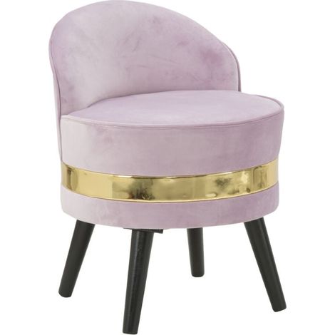 Sedia Mini Paris Rosa Ø45x62 cm Legno Spugna e Velluto Sintetico Rosa e Oro e Nero (1/5)