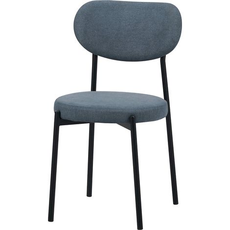 Chaise design bleu assise confortable en métal et tissu - bleu gris moderne (1/3)