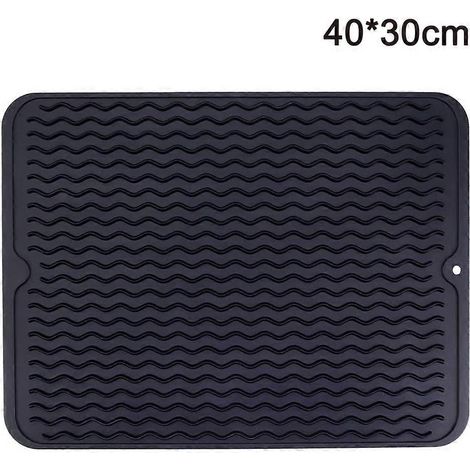 Lot de 2 tapis de vaisselle en silicone - Tapis d'égouttage antidérapants (1/5)