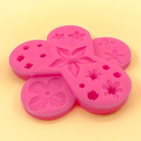 Silikon-Schokoladenform in Blumen- und Blattform, DIY-Fondant-Kuchenform, Küchenutensilien, Rosa (1/5)