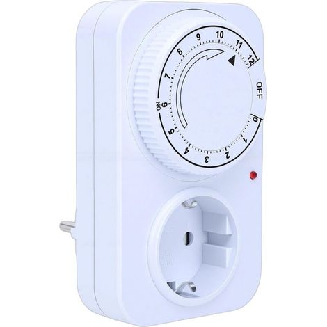 Jeffergarden Minuteur Mécanique Prise 16A - Programmateur 4800W IP44 Intervalles 30 Minutes 12 Heures Économie d'Énergie (1/5)