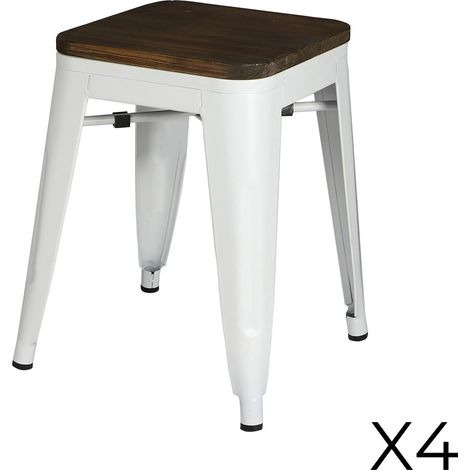 Set di 4 sgabelli in stile industriale in metallo, colore bianco opaco - Collezione FACTORY.