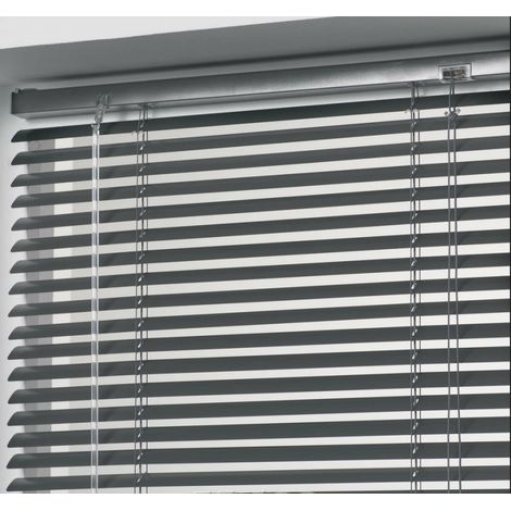 Homemaison – Store vénitien en aluminium gris 40 x 130 cm – Pose immédiate sur fenêtres en bois, aluminium et PVC – Kit de fixation inclus