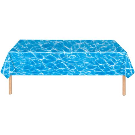 lot De 1 137274cm Nappes En Plastique Avec Vagues De L'ocan, Nappe De Fte De Mer, Nappe Imprime Sous La Mer, Nappe Pour Plage, Piscine, Anniversa (1/5)