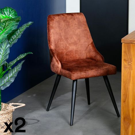 Chaise en velours havane (lot de 2) MALMOE (1/4)