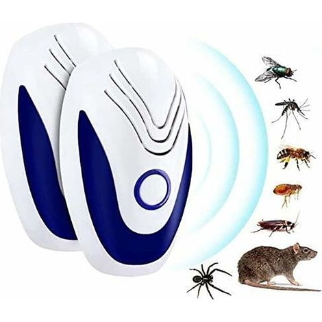 (Bleu foncé) Répulsif antiparasitaire à ultrasons, paquet de 2 répulsifs pour souris, sans danger pour les humains, répulsif contre les insectes, répulsif pour souris, cafards, fourmis, moustiques (1/5)