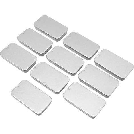 Lot de 10 boîtes métalliques vides à couvercle coulissant, couleur argent, pour baume à lèvres, parfum solide (1/5)