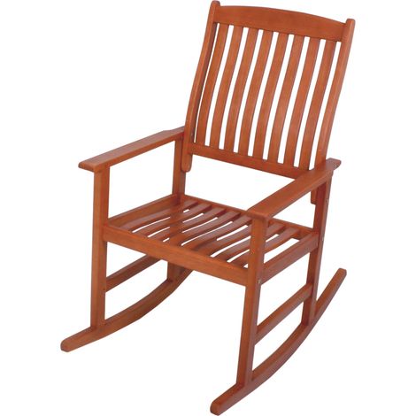 Fauteuil à bascule Fauteuil relax de jardin en bois d'eucalyptus FSC 62 x 93 x 105cm Marron, fauteuil à bascule