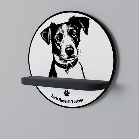 JACK RUSSEL TERRIER Rundes Regal Schwarz (1/5)