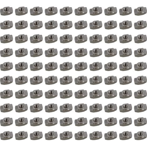 100PCS Acier au carbone Norme européenne T Écrou M4 Filetage 10x6x4mm Argent-Ensoleillé (1/3)