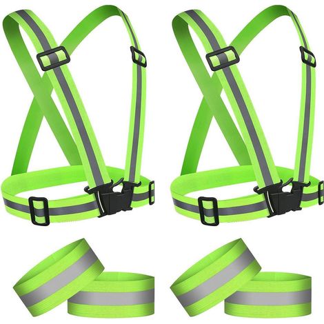 Gilet de sécurité réfléchissant réglable avec brassards pour sport et extérieur (1/5)