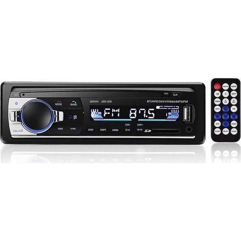 Radios de coche DIN para salpicadero con Bluetooth, audio digital manos libres Bluetooth, reproductor multimedia MP3 de 12 V, entrada USB/SD/AUX con mando a distancia. (1/5)