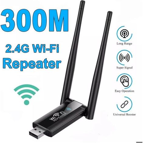 Répéteur WiFi - - USB - 300 Mbps - 2,4 G - Noir (1/3)