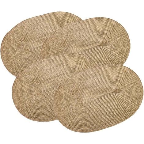 Set mit 4 ovalen Jute-Tischsets, beige (30x45cm)