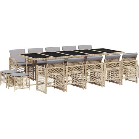 Maison Exclusive - Set comedor de jardín con cojines 15 pzas ratá (1/5)