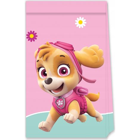 Sacs cadeaux en papier Pat' Patrouille Skye, lot de 4.