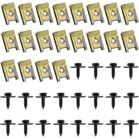 40 Pcs Clips de Fixation Voiture, Vis Et Boulons de Voiture, U-Clip Fixation, Écrou et Clip Garde-Boue Automobile, Agrafes Carrosserie, Vis Soubassement, Vis d'Aile Carrosserie (1/5)