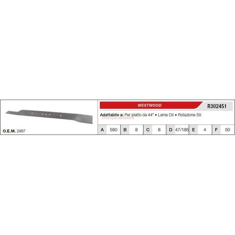 WESTWOOD Rasentraktor Rasenmähermähermesser R302451