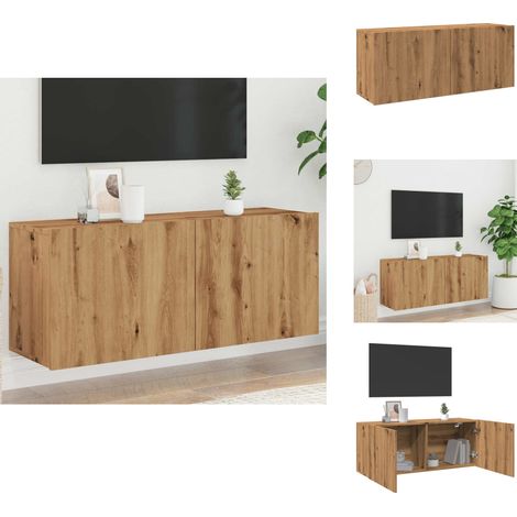 Meuble TV mural chêne artisanal 100x30x41 cm - Meuble TV - Meubles TV - Support TV - Meuble HiFi (1/5)
