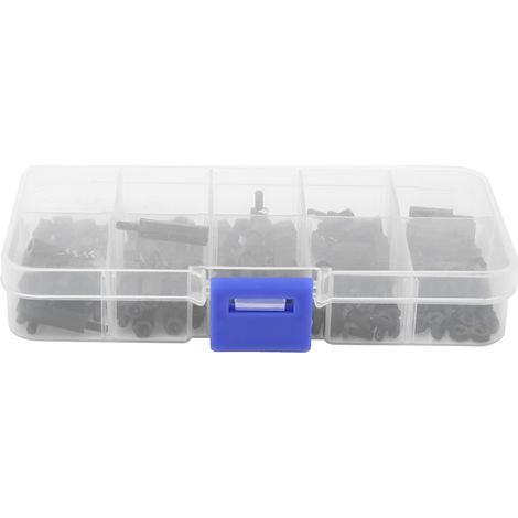 Kit de 140 vis en nylon M2.5, vis cruciformes rondes, écrous et entretoises mâles et femelles (noir)