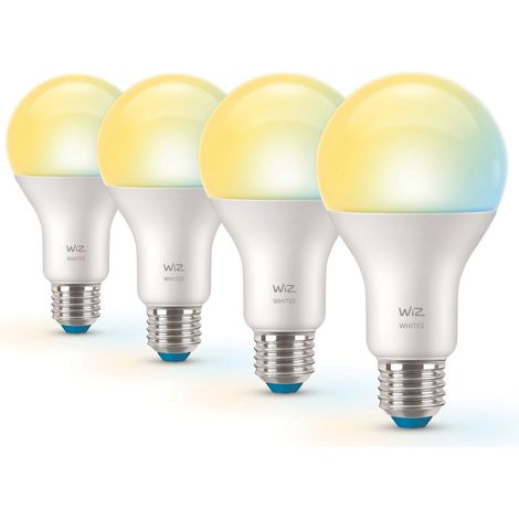 WiZ Pack avantagé avec 4 Ampoules Standard Dépolie E27 60W Lumière blanche chaude à froide - Compatible avec Apple HomeKit, Alexa et Google Home - Tunable White (1/5)