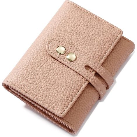 Portefeuille pour femme en cuir souple avec fente multi-cartes zippée (S, rose)