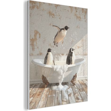 QUADRO ACUSTICO Vintage - Pinguino - Vasca da bagno - Schiuma 70x100 cm (1/5)