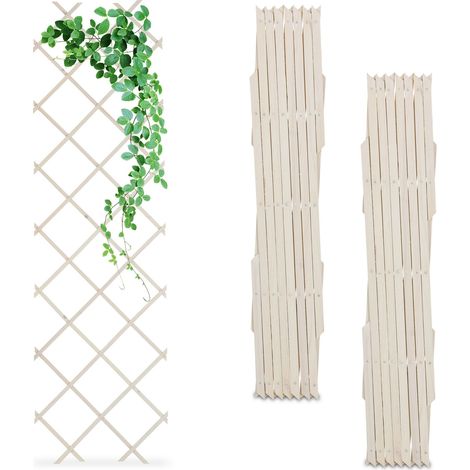 Relaxdays Rankgitter, ausziehbar, 3er Set, Rankhilfe Kletterpflanzen, 180x60 cm, Garten, Balkon & Terrasse, Holz, weiß