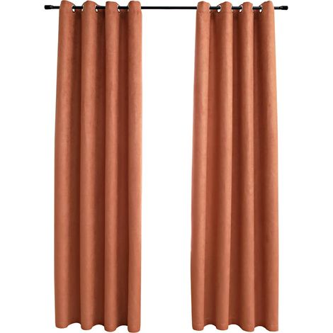 Tende Oscuranti con Anelli in Metallo 2 pz Ruggine 140x225 cm DAS823739 (1/5)