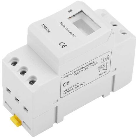 RHG Interrupteur Minuterie Numérique THC15A 220-240VAC 16A Interrupteur Minuterie Programmable Numérique sur Rail DIN (1/5)