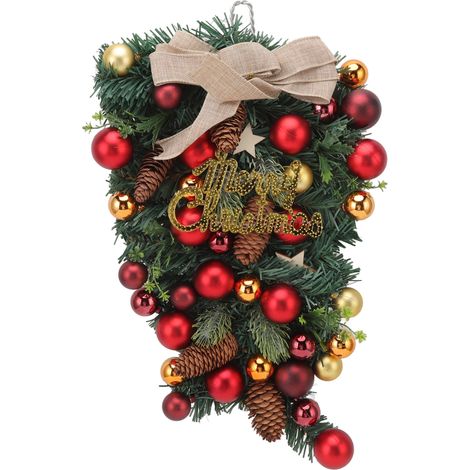 Porte Sapin Inversé Artificiel Artisanal Résistant à la Décoloration Ornement de Noël pour Cheminée Fenêtre Mur (1/5)