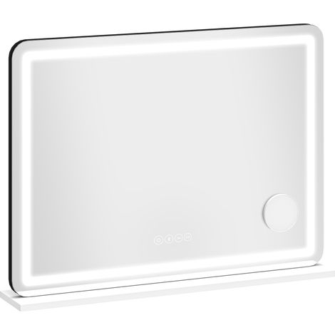 Miroir coiffeuse lumineux LED 80x60cm, miroir maquillage réglable RGB, 3 nuances de blanc, gradation d'intensité, blanc (1/5)