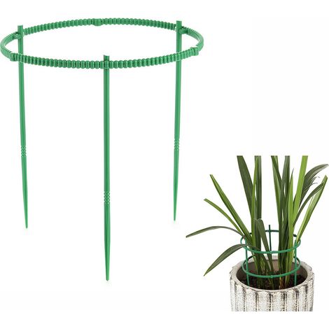 Arceaux de Support de Plantes [PP Plastique Vert] - Kit de 3 ou 4 Supports Adjustables avec Design Arrondi pour Pivoines, Roses, Plantes Grimpantes, Pots d'Interieur (20cm, 26cm, 24.5cm) (1/5)