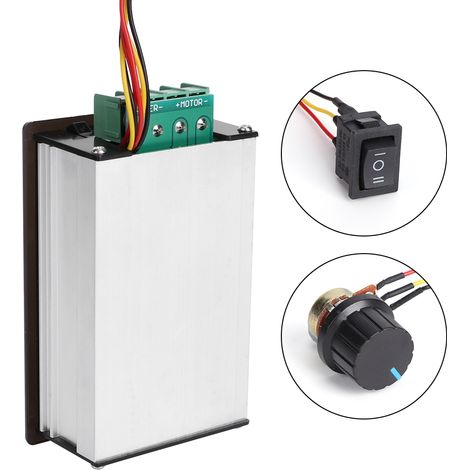 Régulateur de vitesse pour moteur CC 15 A, compatible 6 V, 12 V, 24 V, 36 V et 48 V, avec affichage numérique. (1/5)