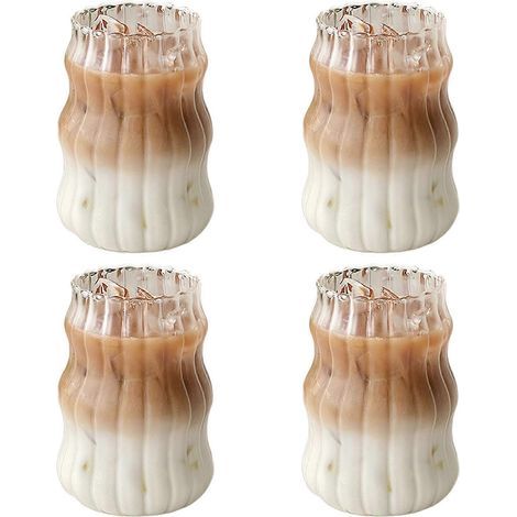 Lot de 4 verres à cocktail en verre côtelé transparent à fond épais. (1/4)