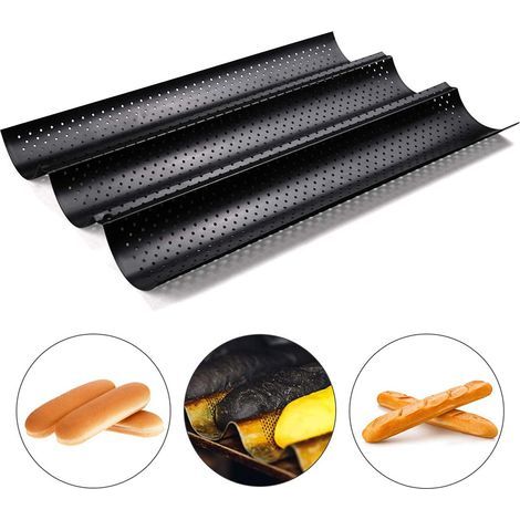 Moule à pain baguette 3 pièces antiadhésif pour cuisson boulangerie
