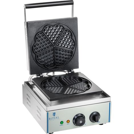 Macchina per waffle professionale rotonda a cuore in teflon potenza 1 x 1.500 watt 3614062