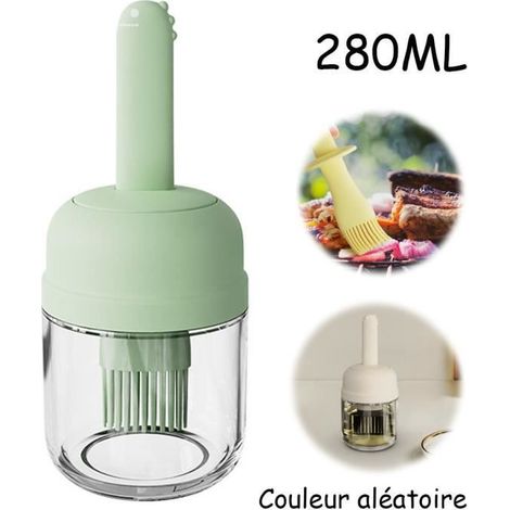 Distributeur d'Huile d'Olive - Cuisine - 2 en 1 - Silicone de qualité alimentaire - Verre - 280ML (1/4)