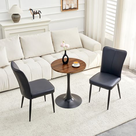 Ensemble table chaises ronde 60 cm noir noyer OKMYHOME (1/5)