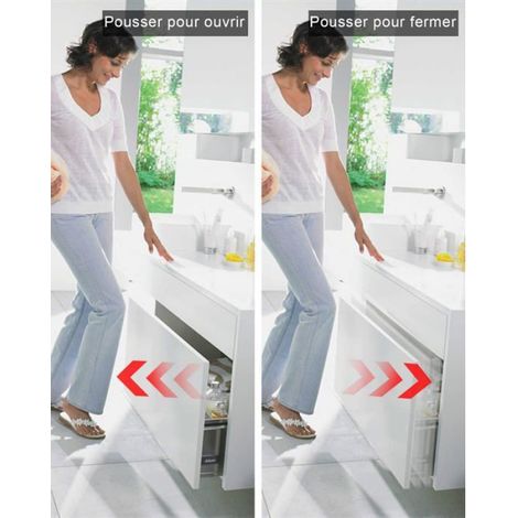 2 Pièces Poussoir Placard, Mécanisme à Ressort, Fermeture Magnétique, pour Porte Armoire Cuisine (1/5)