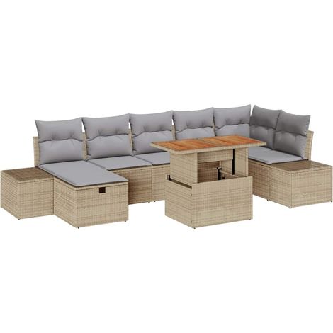 Maison Exclusive - Gartensofa-set mit Kissen mit Speicher 8 pcs B