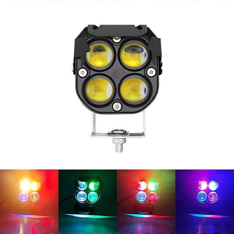 Phare de moto LED étanche IP67 à 4 lentilles, faisceau RGB haute et basse lumière, pour SUV / UTV / ATV ( ) (1/3)