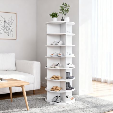 Drehbares Schuhregal 60x60x161 cm weiß, 7 Ebenen, PVC, 28 Paare MEUBLIV (1/5)