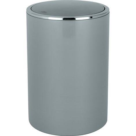 Wenko – Poubelle de salle de bain 5L – Plastique ABS gris urbain – Couvercle basculant pour accessibilité – Dimensions 18,5 cm x 25,5 cm - INCA 5 L (1/5)