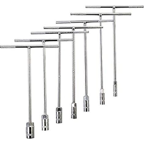 Llave Allen con mango en T, llave hexagonal larga, juego de vasos métricos y herramientas para reparación de automóviles, 8 mm, 10 mm, 12 mm, 13 mm, 14 mm, 17 mm, 19 mm (7 piezas)