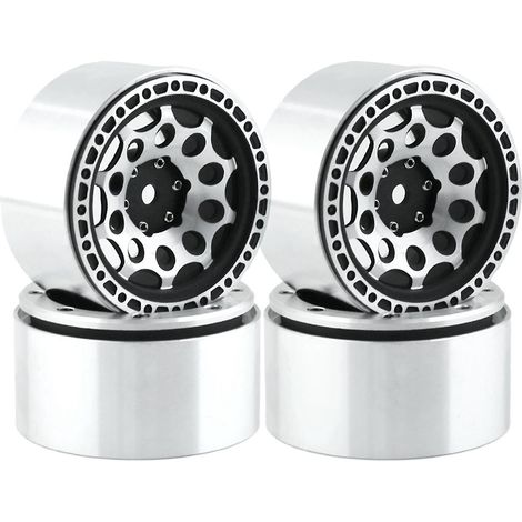 Aluminum Alloy Wheel Rim Beadlock Wheel Rims Hub 4pcs 2.2inch 6535mm Replacement for TRAX4 SCX10 D (1/5)
